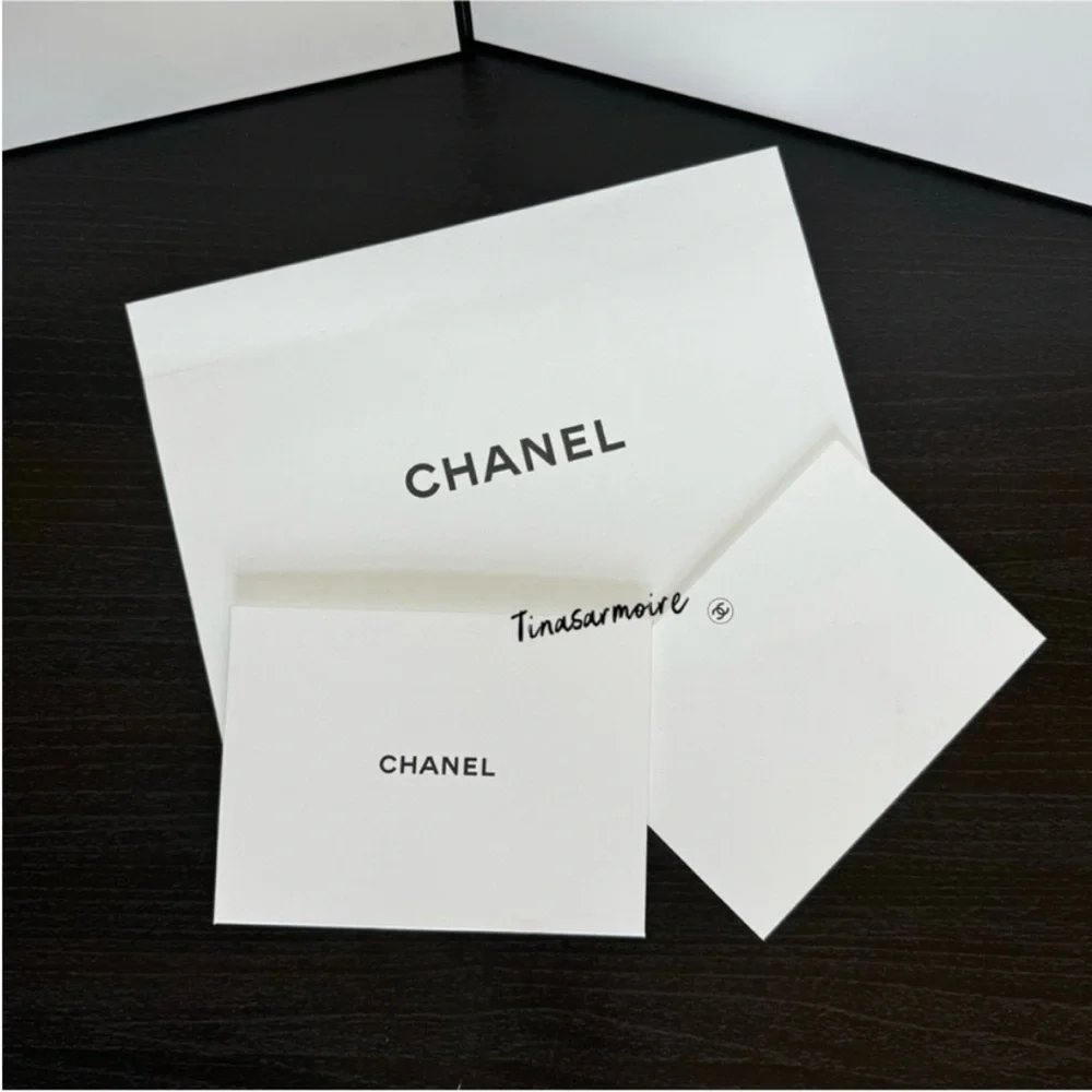 CHANEL White Drawstring Dust Bag with Black Cord